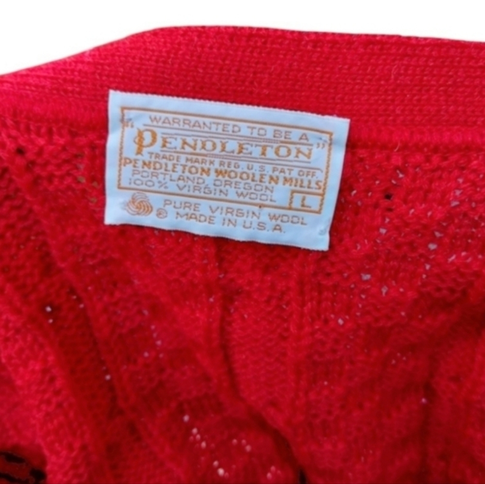 Pendleton Virgin Wool Red Sweater Vest V-Neck Button Front Heritage USA Large - Picture 5 of 5